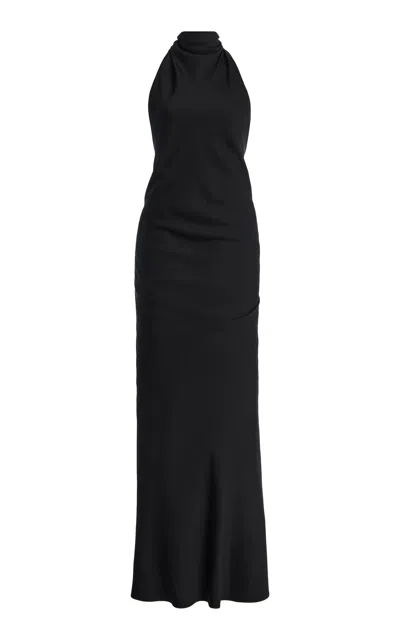Brandon Maxwell The Ophelia  High Neck Bi-strech Crepe Gown In Black