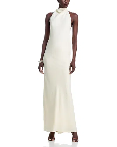 Brandon Maxwell The Ophelia Sleeveless High Neck Gown In White