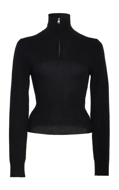 Brandon Maxwell The Paxton Half-zip Cashmere Turtleneck In Black