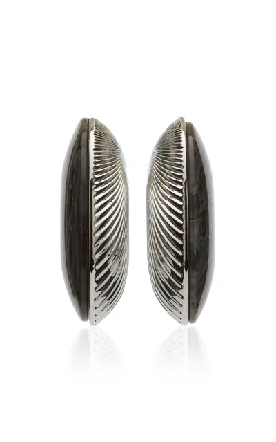 Brandon Maxwell The Petra Fluted Large Earrings In Gray