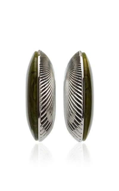 Brandon Maxwell The Petra Fluted Large Earrings In Green
