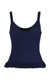Brandon Maxwell The Phoebe Ruffled Cashmere Tank Top In Navy