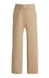 Brandon Maxwell The Phoenix Low-rise Cotton Gabardine Barrel-leg Pants In Khaki