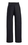 Brandon Maxwell The Phoenix Low-rise Wool-silk Mikado Barrel-leg Pants In Black