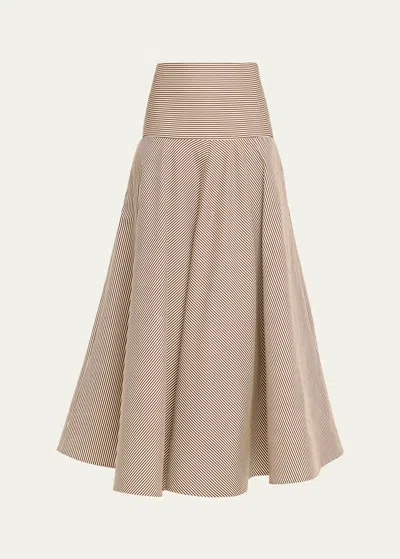 Brandon Maxwell The Poppy Striped Maxi Skirt In Neutral