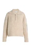 Brandon Maxwell The Posie Half-zip Cashmere-blend Sweater In Brown