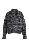 Brandon Maxwell The Posie Half-zip Cashmere-blend Sweater In Grey