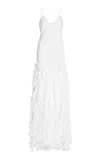 Brandon Maxwell The Primrose Petal-embroided Silk Slip Dress In White