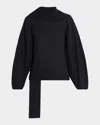 Brandon Maxwell The Quinn Poplin Scarf-neck Top In Black
