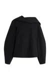 Brandon Maxwell The Quinn Scarf-detailed Cotton-poplin Top In Black