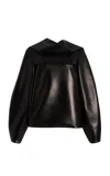 Brandon Maxwell The Quinn Scarf-detailed Leather Top In Black