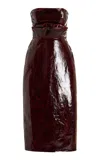 Brandon Maxwell The Rae Strapless Lacquered Midi Dress In Red