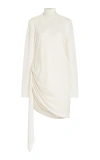Brandon Maxwell The Raina Silk Midi Dress With Neck Scarf In Ivory