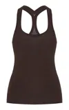 Brandon Maxwell The Raven Racerback Knit Tank Top In Brown