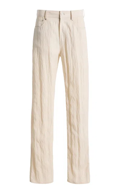 Brandon Maxwell The Reade Relaxed Seersucker Pants In Neutral