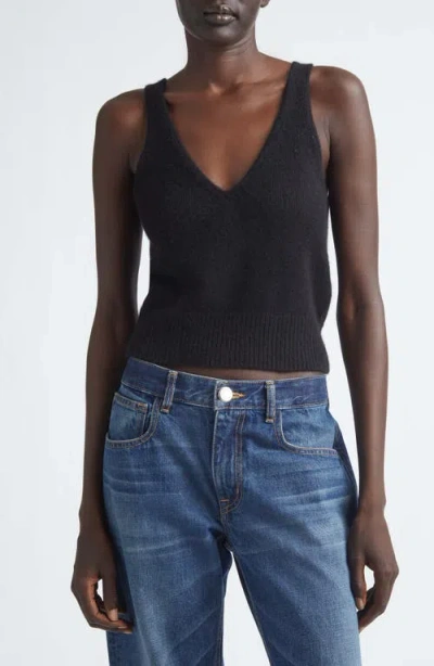 Brandon Maxwell The Reese Cashmere & Silk V-neck Tank In Black