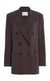 Brandon Maxwell The Reeve Double-breasted Stretch-twill Jacket In Brown