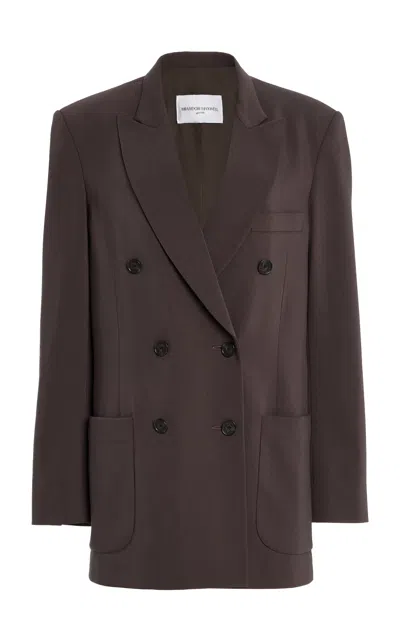 Brandon Maxwell The Reeve Double-breasted Stretch-twill Jacket In Brown