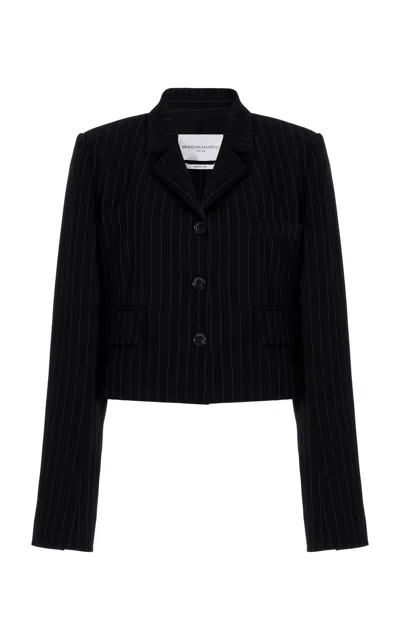 Brandon Maxwell The Remy Shrunken Wool Tailoring Blazer In Black,white