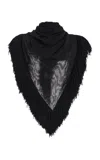 Brandon Maxwell The Rhea  Fringed Knit Scarf In Black