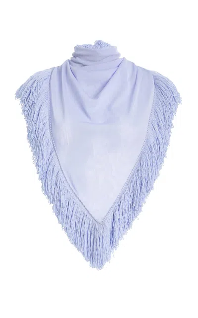 Brandon Maxwell The Rhea  Fringed Knit Scarf In Purple