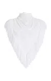 Brandon Maxwell The Rhea  Fringed Knit Scarf In White
