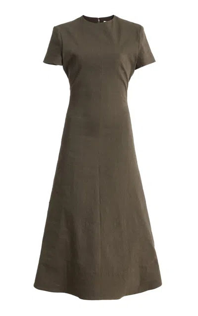 Brandon Maxwell The Ridley Linen-blend Midi Dress In Green