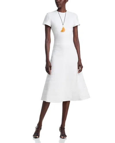 Brandon Maxwell The Ridley Short Sleeve A Line Midi Dress In White