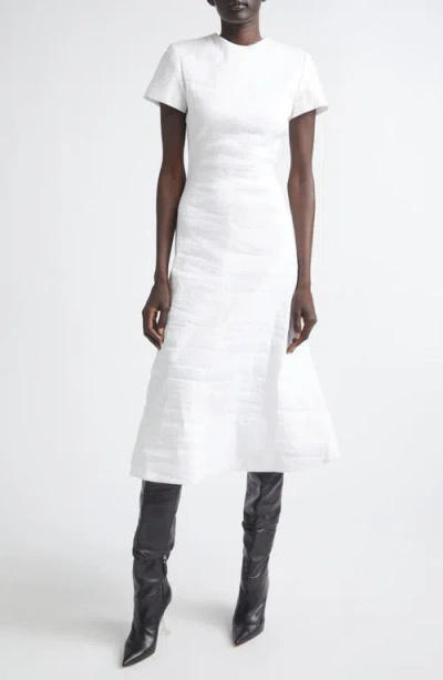 Brandon Maxwell The Ridley Short Sleeve Midi Dress In White