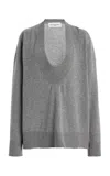 Brandon Maxwell The Rivers U-neck Cashmere Sweater In Gray