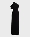 Brandon Maxwell The Romee One-shoulder Draped Wool-crepe Gown In Black