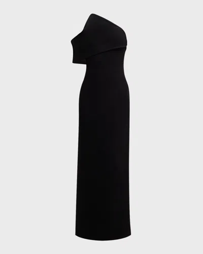BRANDON MAXWELL THE ROMEE DRAPED ONE-SHOULDER COLUMN GOWN
