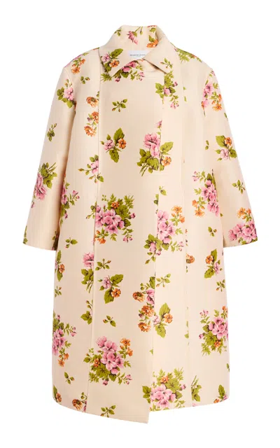 Brandon Maxwell The Romy  Floral Wool-silk Car Coat In Neutral