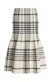 Brandon Maxwell The Rory Plaid Jacquard Midi Skirt In Ivory