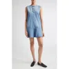 Brandon Maxwell The Rosie Flare Hem Denim Minidress In Blue
