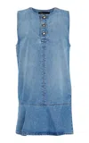 Brandon Maxwell The Rosie Flared Denim Mini Dress In Medium Wash
