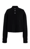 Brandon Maxwell The Rowe Cropped Cashmere Henley Sweater In Black