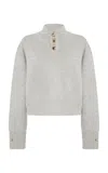 Brandon Maxwell The Rowe Cropped Cashmere Henley Sweater In Grey