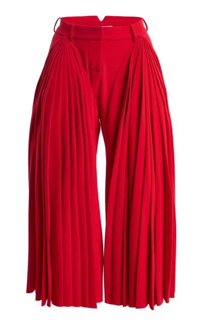 Brandon Maxwell The Roxanne Pleated Culotte In Red