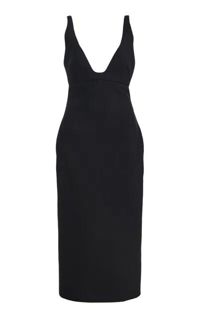 Brandon Maxwell The Roxie Wool-silk Sheath Dress In Black
