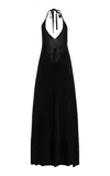 Brandon Maxwell The Ryan Knit Cashmere Halter Maxi Dress In Black