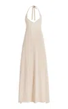 Brandon Maxwell The Ryan Knit Cashmere Halter Maxi Dress In Tan