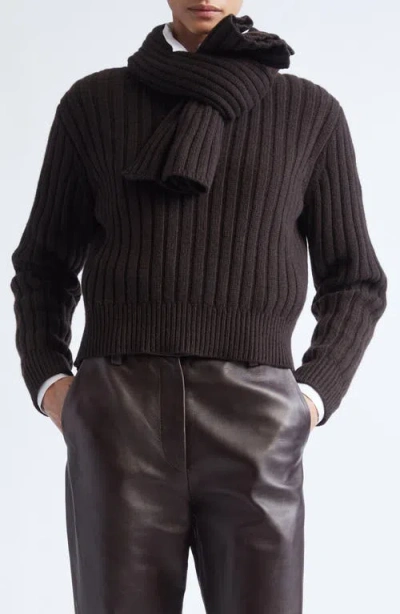 BRANDON MAXWELL BRANDON MAXWELL THE RYAN RIB RECYCLED CASHMERE SCARF SWEATER
