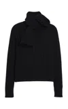 Brandon Maxwell The Ryan Scarf-detailed Cashmere Sweater In Black