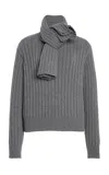 Brandon Maxwell The Ryan Scarf-detailed Cashmere Sweater In Grey