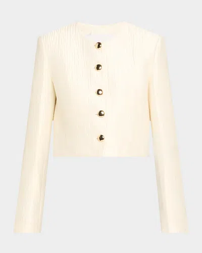 Brandon Maxwell The Ryder Crewneck Single-breasted Jacket In White