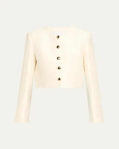 Brandon Maxwell The Ryder Crewneck Single-breasted Jacket In Neutral