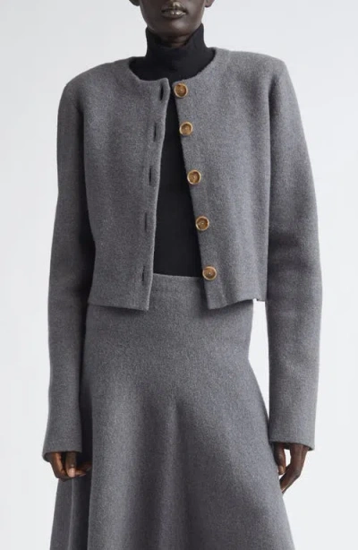 Brandon Maxwell The Ryder Virgin Wool Crop Jacket In Gray