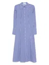 Brandon Maxwell Sammy Striped Collared Midi Shirtdress In Multi