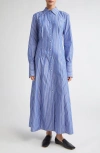 Brandon Maxwell Sammy Striped Collared Midi Shirtdress